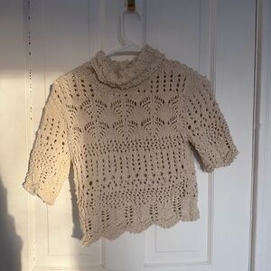 Zara Cream Crochet Knit Sweater